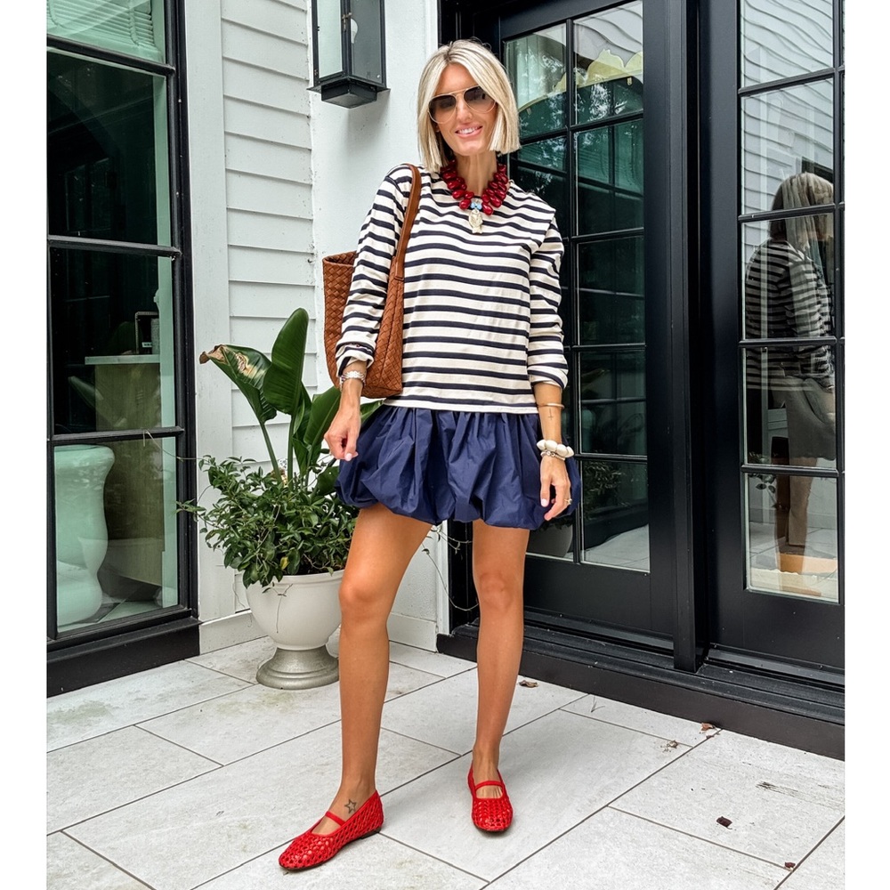 SEA New York striped cotton jersey dress